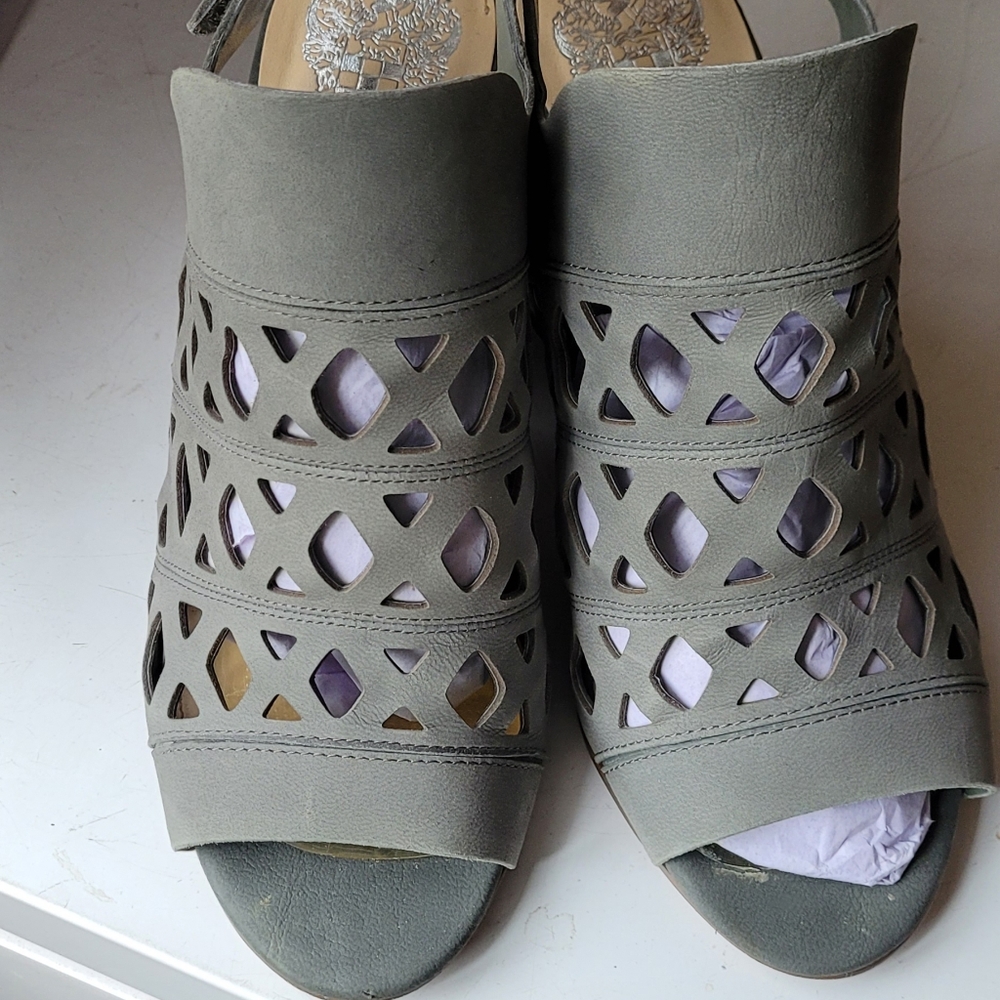 Vince Camuto Cutout Nubuck Heeled Sandals-Deverly - Picture 2 of 7